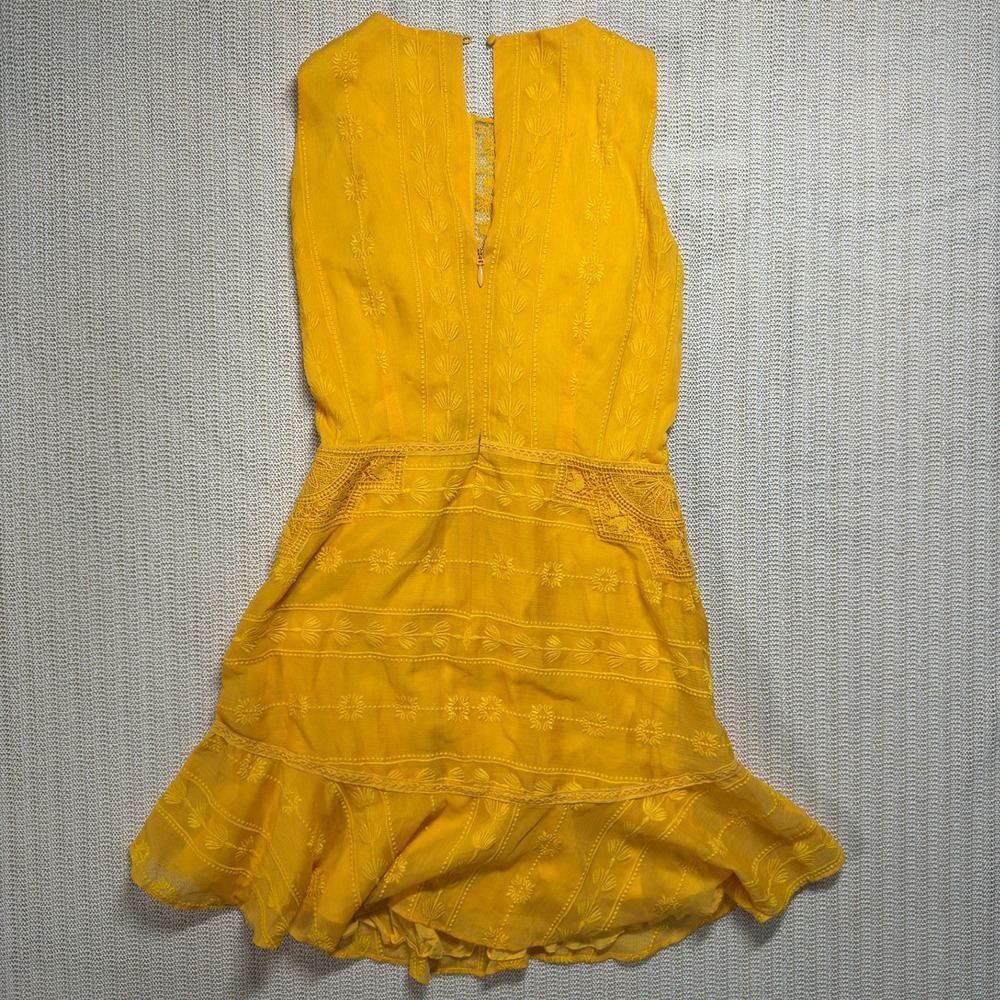 T J D The Jetset Diaries Yellow Sleeveless Mini Dress Lace